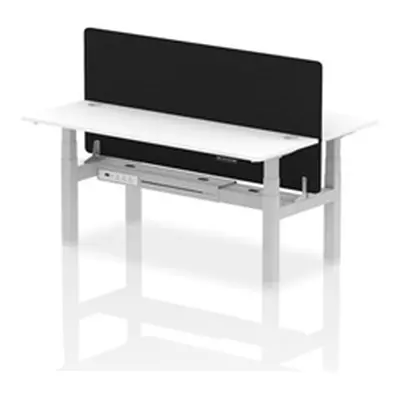 Air B2B 1800x600 Adjustable 2P Bench Desk CP White/Silver + Screen