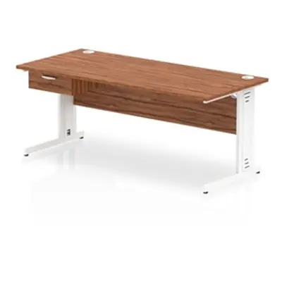 Impulse 1800x800 Desk Walnut/White Cable Managed Leg 1 Dr Fixed Ped