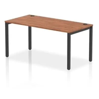 Impulse Bench Single Row 1600 Black Frame Office Bench Desk Walnut