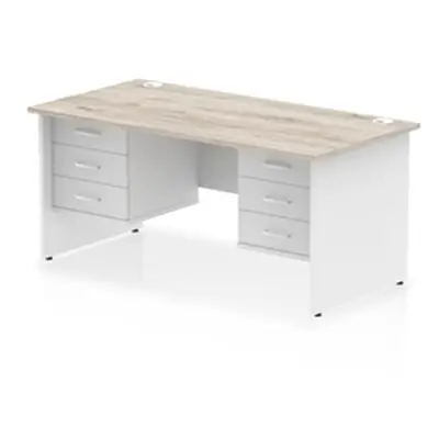 Impulse 1600x800 Desk Grey Oak/White Panel End 2x3 Drawer Fixed Ped