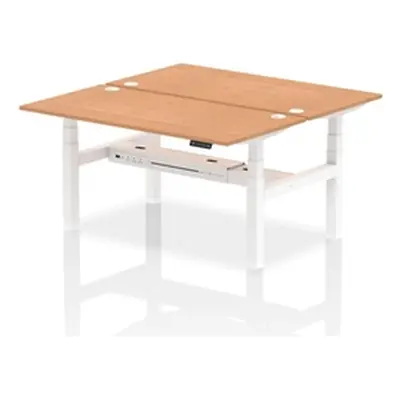 Air B2B 1600x800mm Height Adjustable 2P Bench Desk CP Oak/White