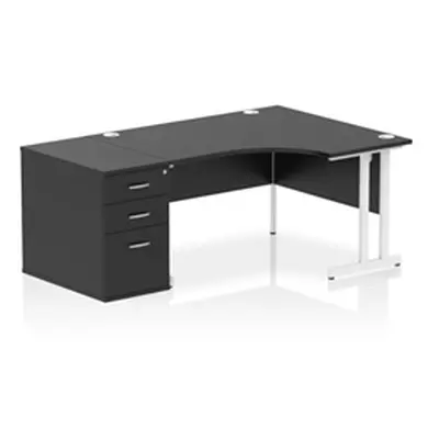 Impulse 1400 RH Crescent Desk Cantilever Black/White 800 Desk High Ped