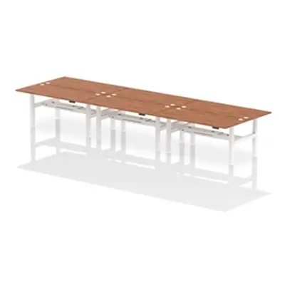 Air B2B 1800x800mm Height Adjustable 6P Bench Desk CP Walnut/White