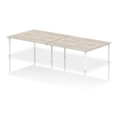 Impulse Bench B2B 4 Person 1800 White Frame Office Bench Desk Grey Oak