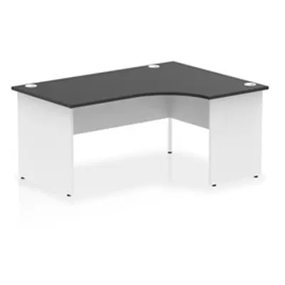 Impulse 1600 RH Crescent Desk Black Top White Panel End Leg