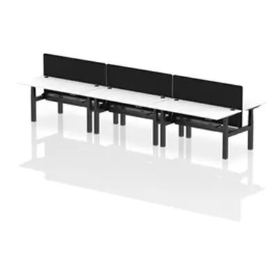 Air B2B 1600x800mm Adjustable 6P Bench Desk CP White/Black + Screen