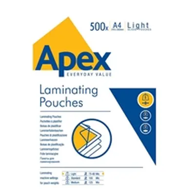 Fellowes Apex Laminating Pouch A4 Light Duty 150 Micron (500 Pack)