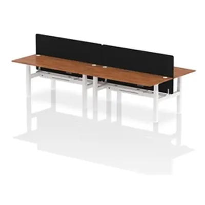 Air B2B 1800x800mm Adjustable 4P Bench Desk CP Walnut/White + Screen