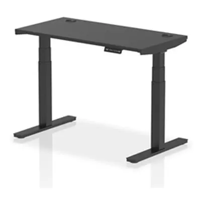 Air 1200x600mm Height Adjustable Desk Black Top Cable Ports Black Leg