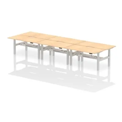 Air B2B 1600x800 Adjustable 6P Bench Desk Scalloped Maple/Silver