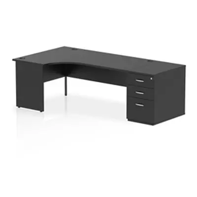 Impulse 1800 LH Crescent Desk Black Top Panel End 800 Desk High Ped