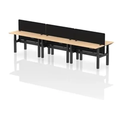 Air B2B 1400x600mm Adjustable 6P Bench Desk CP Maple/Black + Screen