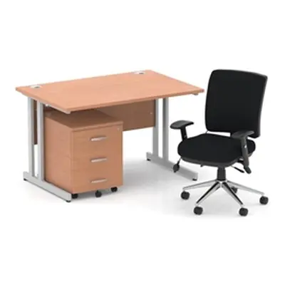 Impulse 1200 Desk Beech/Silver Cantilever 3 Dr Mobile Ped Black Chair