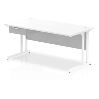 Impulse 1600x800 Desk White Top White Cantilever 1x1 Drawer Fixed Ped