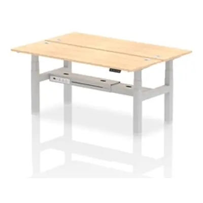 Air B2B 1800x600mm Height Adjustable 2P Bench Desk CP Maple/Silver