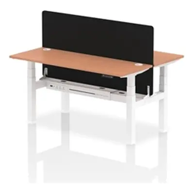 Air B2B 1600x600mm Adjustable 2P Bench Desk CP Beech/White + Screen