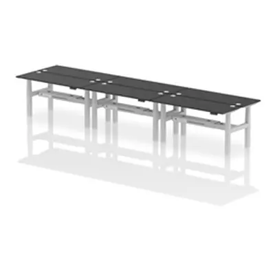 Air B2B 1600x600mm Height Adjustable 6P Bench Desk CP Black/Silver