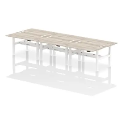 Air B2B 1400x800mm Height Adjustable 6P Bench Desk CP Grey Oak/White