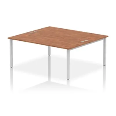 Impulse Bench B2B 2 Person 1800 Silver Frame Office Bench Desk Walnut