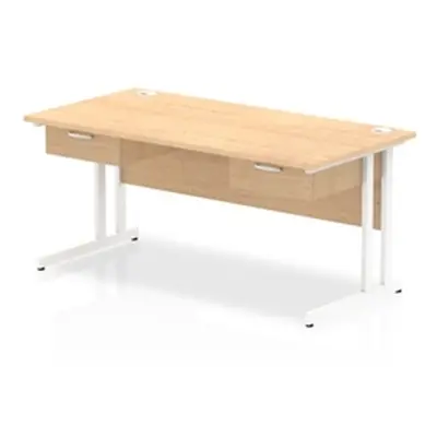 Impulse 1600x800 Desk Maple/White Cantilever Leg 2x1 Drawer Fixed Ped