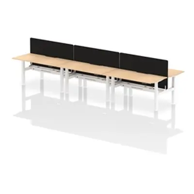 Air B2B 1600x800 Adjustable 6P Bench Desk Scalloped Maple/White/Screen