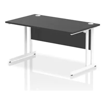 Impulse 1400x800mm Straight Office Desk Black Top White Cantilever Leg