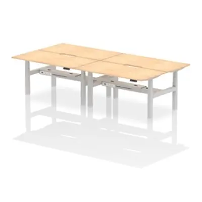 Air B2B 1600x800 Adjustable 4P Bench Desk Scalloped Maple/Silver