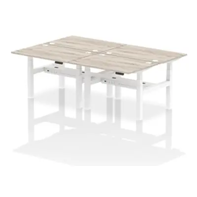 Air B2B 1200x800mm Height Adjustable 4P Bench Desk CP Grey Oak/White