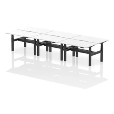 Air B2B 1400x800 Adjustable 6P Bench Desk Scalloped White/Black