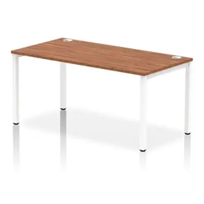 Impulse Bench Single Row 1600 White Frame Office Bench Desk Walnut