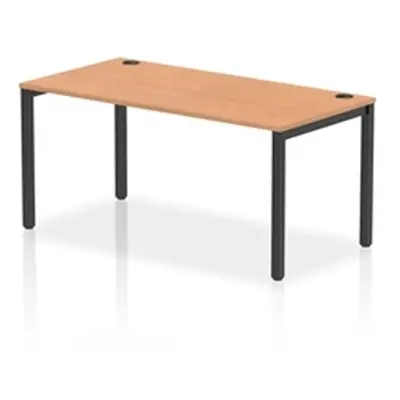 Impulse Bench Single Row 1600 Black Frame Office Bench Desk Oak