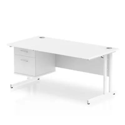 Impulse 1600 Rectangle White Cant Leg Desk White 1 x 2 - MI002211