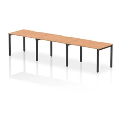 Evolve Plus 1200mm Single Row 3 Person Bench Desk Oak Top Black Frame