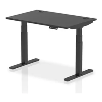 Air 1200x800mm Height Adjustable Desk Black Top Cable Ports Black Leg