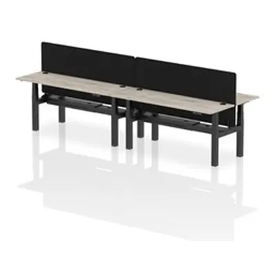 Air B2B 1800x600mm Adjustable 4P Bench Desk CP Grey Oak/Black + Screen