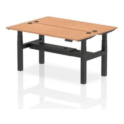 Air B2B 1600x600mm Height Adjustable 2P Bench Desk CP Oak/Black