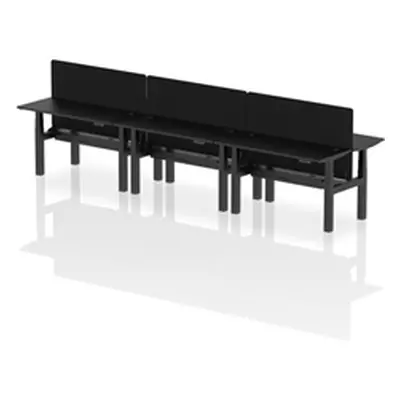 Air B2B 1400x600mm Adjustable 6P Bench Desk CP Black/Black + Screen