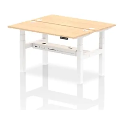 Air B2B 1400x600mm Height Adjustable 2P Bench Desk CP Maple/White