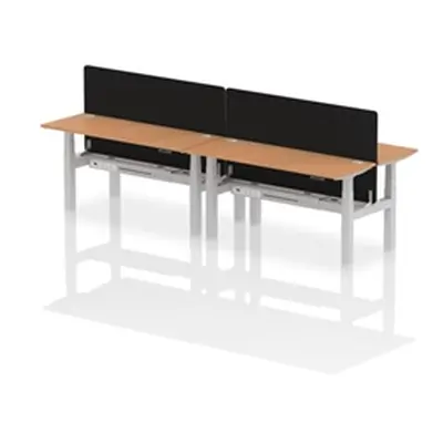 Air B2B 1600x600mm Adjustable 4P Bench Desk CP Oak/Silver + Screen