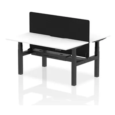 Air B2B 1600x800 Adjustable 2P Bench Desk Scallop White/Black + Screen