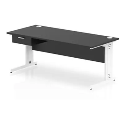 Impulse 1800x800 Desk Black/White Cable Managed Leg 1 Dr Fixed Ped