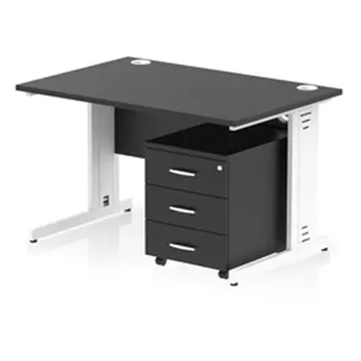 Impulse 1200x800 Desk Black/White Cable Managed Leg 3 Dr Mobile Ped