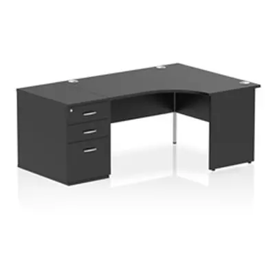 Impulse 1400 RH Crescent Desk Black Top Panel End 800 Desk High Ped