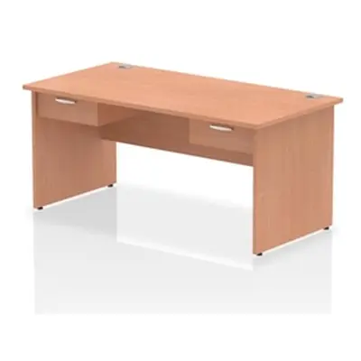 Impulse 1600x800 Desk Beech Top Panel End 2x1 Drawer Fixed Ped