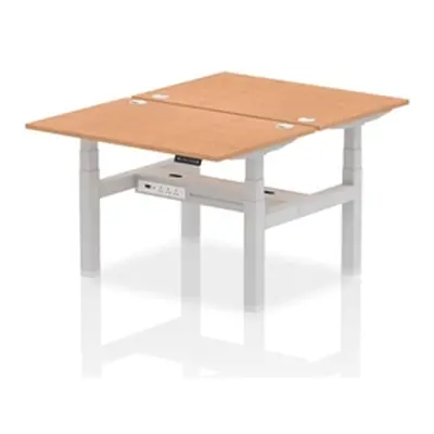 Air B2B 1200x800mm Height Adjustable 2P Bench Desk CP Oak/Silver