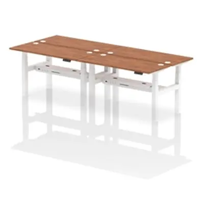 Air B2B 1400x600mm Height Adjustable 4P Bench Desk CP Walnut/White