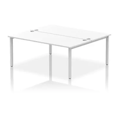 Impulse Bench B2B 2 Person 1800 Silver Frame Office Bench Desk White