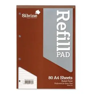 Silvine Refill Pad Headbound Perforated Punched Ruled 75gsm - A4RPF