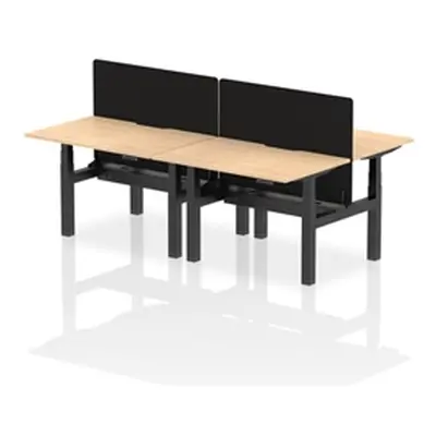 Air B2B 1200x800 Adjustable 4P Bench Desk Scallop Maple/Black + Screen