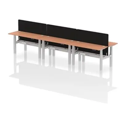 Air B2B 1400x600mm Adjustable 6P Bench Desk CP Beech/Silver + Screen